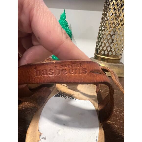 Swedish Hasbeens Lacey Clog Sandals Tan Brown 7 Boho Cottagecore - Picture 7 of 10